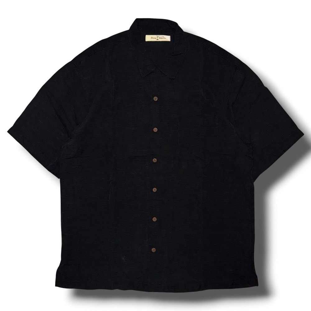 Tommy Bahama Men Large Silk Camp Shirt Black Off The Deep End Pin Up Embroidered - Picture 3 of 8